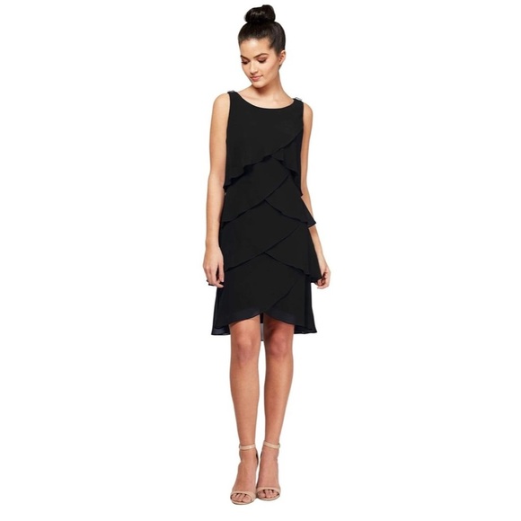 SLNY Dresses & Skirts - SL Fashions Black Tiered Chiffon Dress